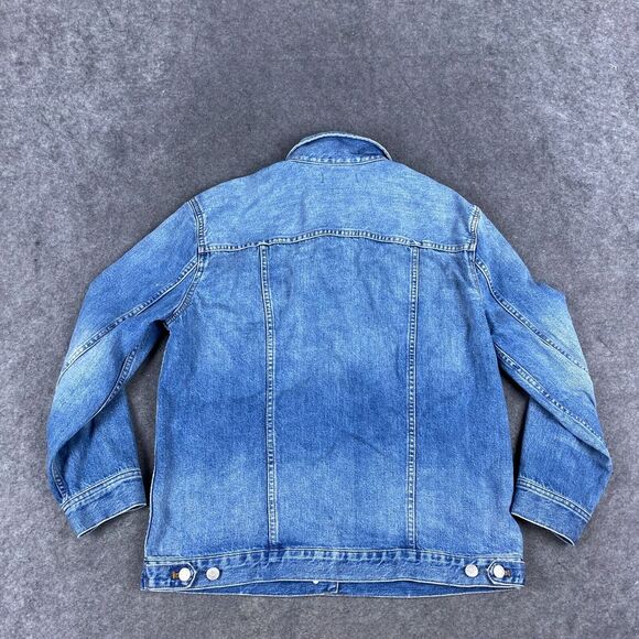 Madewell Jacket Womens Large Blue Denim Oversized Jean Trucker Y2K Button Up - Picture 8 of 13
